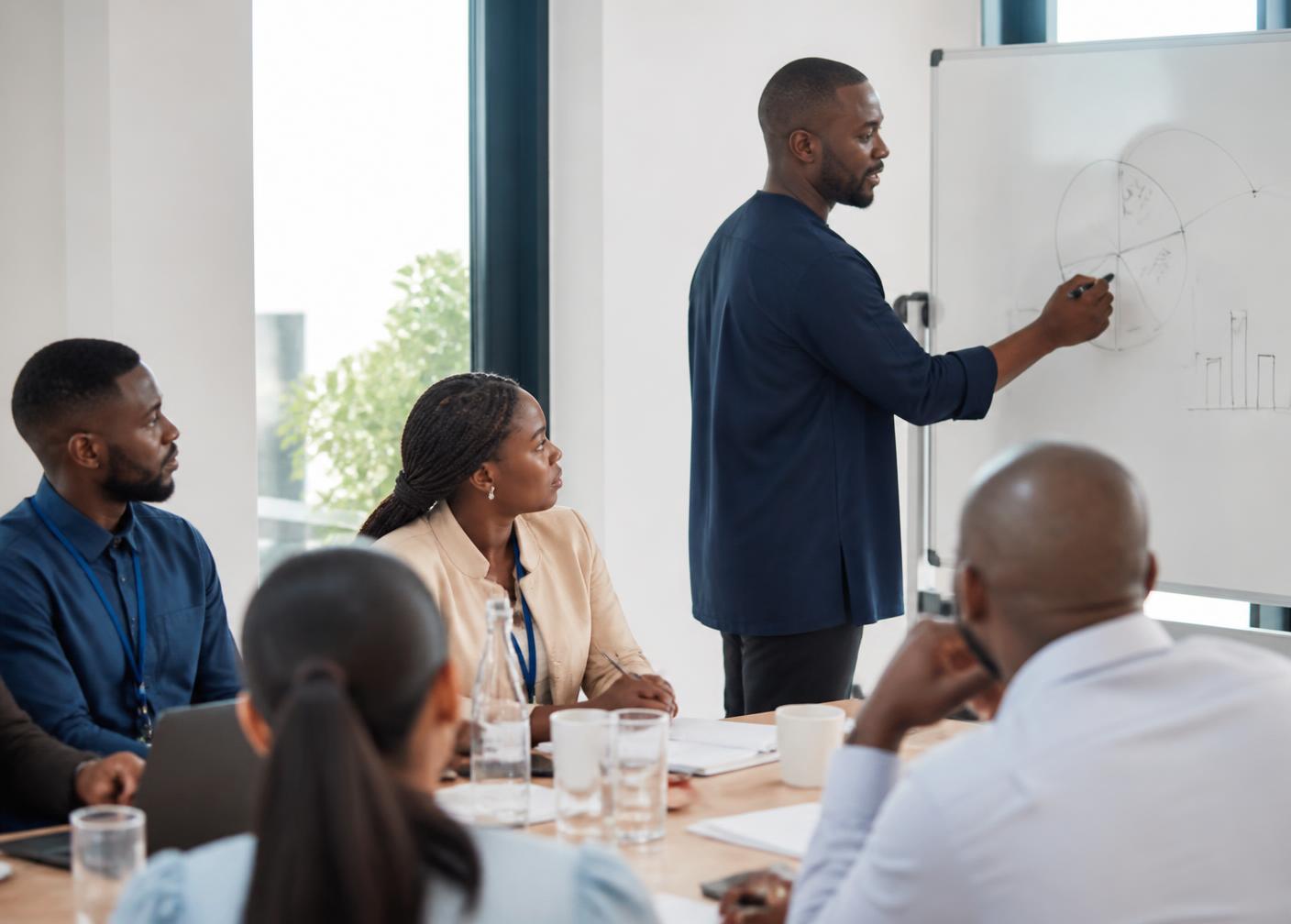 A ForgeWorks facilitator working through an operating model with a group of professionals